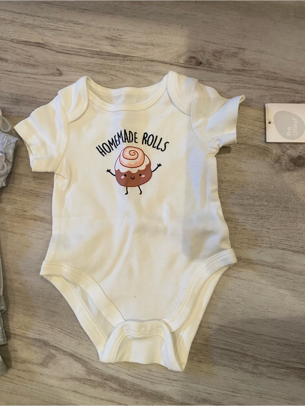 3 for $10 - The Littlest Homemade Rolls Graphic One-Piece - White